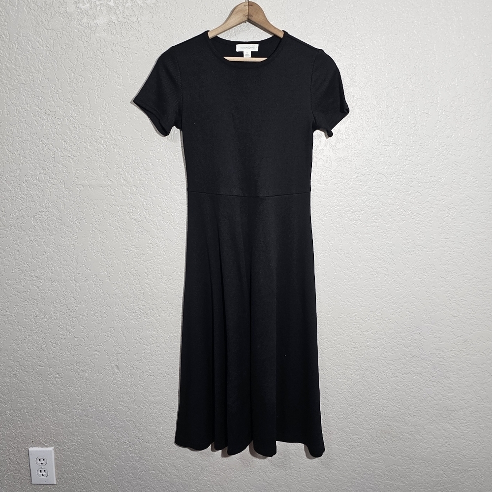 Treasure & Bond Solid Black Knit Midi Dress